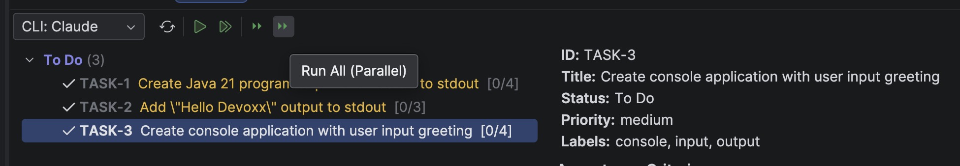 Parallel Run buttons in the Spec Browser toolbar