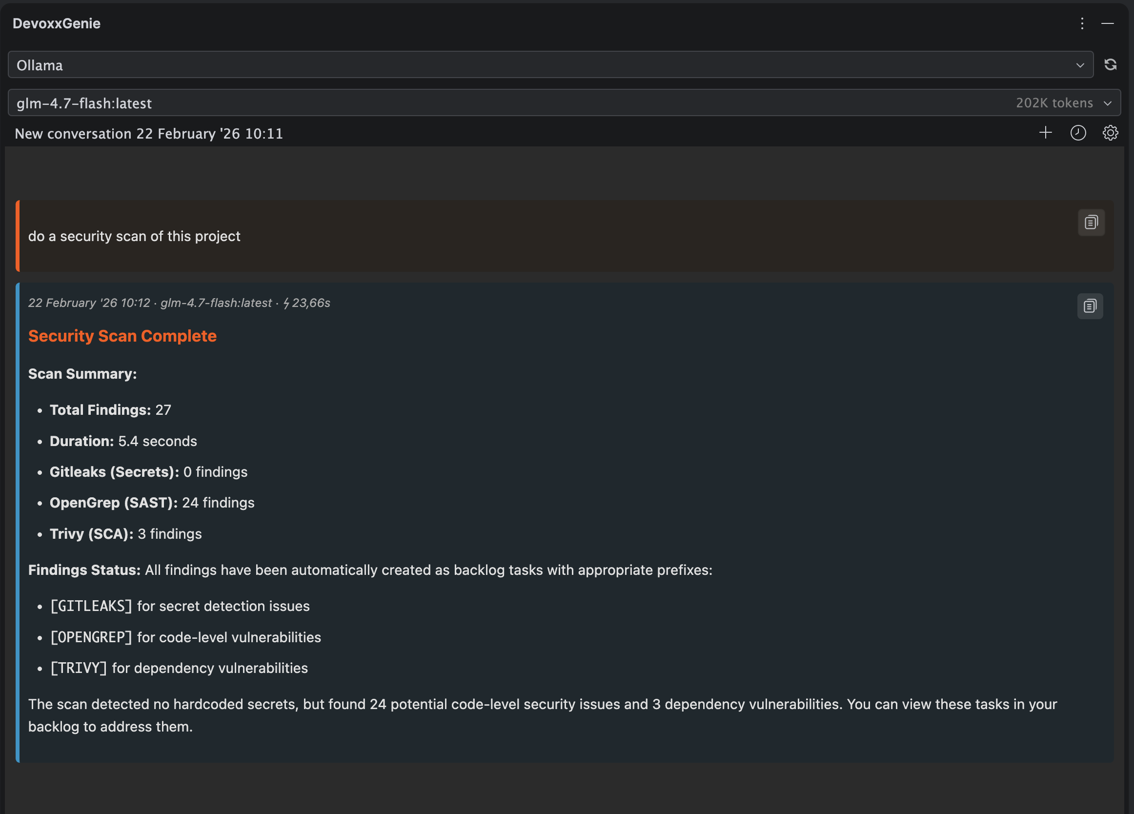 Security scanner agent prompt example
