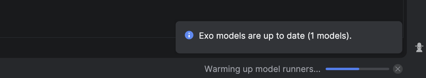 DevoxxGenie warming up Exo model runners