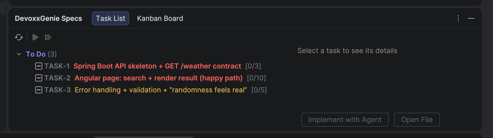 Three weather tasks ready to run