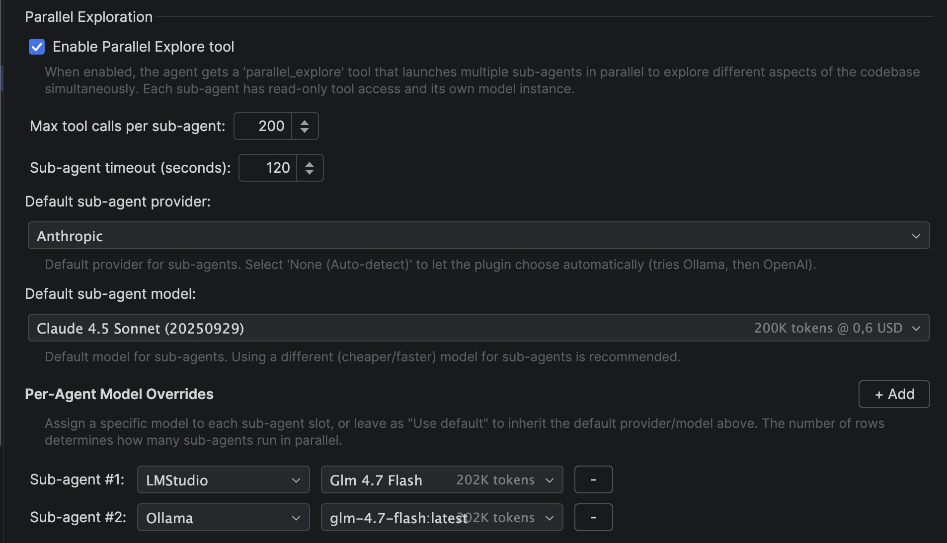 Parallel sub-agents configuration